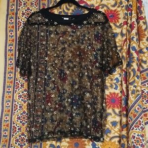 Sheer Star Ringer Tee